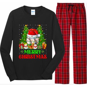 Baseball Christmas Tree Lights Holiday Santa Baseball Xmas Cool Gift Long Sleeve Pajama Set