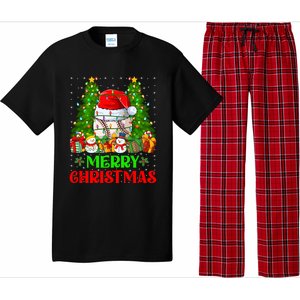 Baseball Christmas Tree Lights Holiday Santa Baseball Xmas Cool Gift Pajama Set