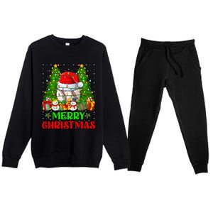 Baseball Christmas Tree Lights Holiday Santa Baseball Xmas Cool Gift Premium Crewneck Sweatsuit Set