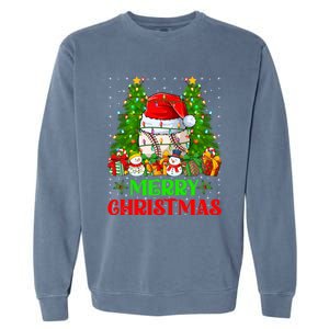 Baseball Christmas Tree Lights Holiday Santa Baseball Xmas Cool Gift Garment-Dyed Sweatshirt