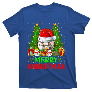 Baseball Christmas Tree Lights Holiday Santa Baseball Xmas Cool Gift T-Shirt