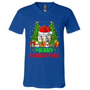 Baseball Christmas Tree Lights Holiday Santa Baseball Xmas Cool Gift V-Neck T-Shirt