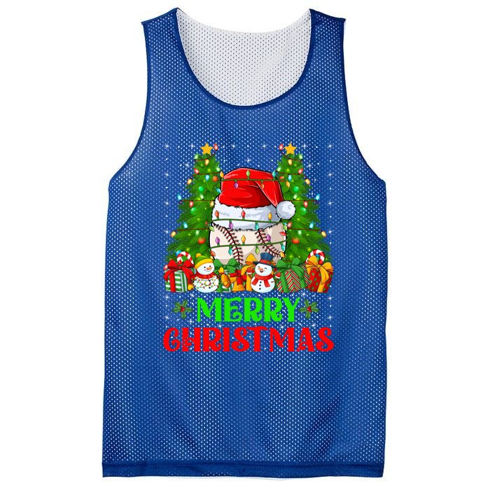 Baseball Christmas Tree Lights Holiday Santa Baseball Xmas Cool Gift Mesh Reversible Basketball Jersey Tank