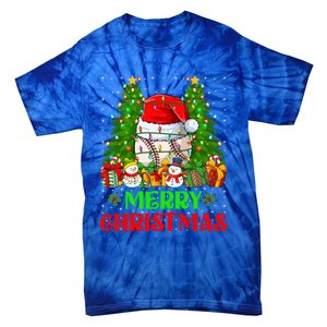 Baseball Christmas Tree Lights Holiday Santa Baseball Xmas Cool Gift Tie-Dye T-Shirt