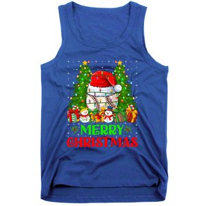 Baseball Christmas Tree Lights Holiday Santa Baseball Xmas Cool Gift Tank Top