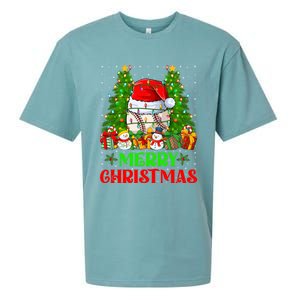 Baseball Christmas Tree Lights Holiday Santa Baseball Xmas Cool Gift Sueded Cloud Jersey T-Shirt