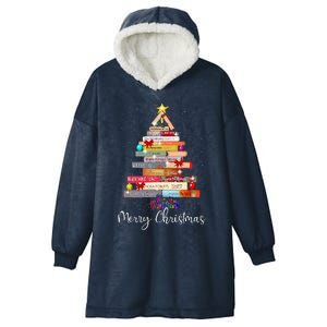 Book Christmas Tree For Book Lover Librarian Teachers Xmas Hooded Wearable Blanket