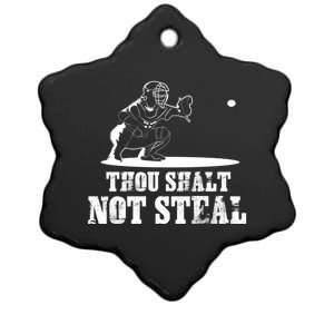 Baseball Catcher Thou Shalt Not Steal - Religious Gift Ceramic Star Ornament