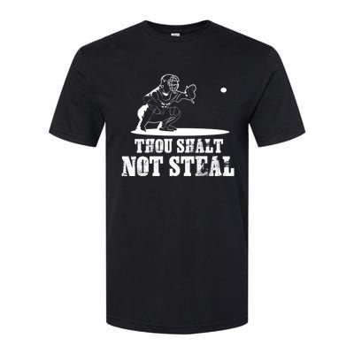 Baseball Catcher Thou Shalt Not Steal - Religious Gift Softstyle® CVC T-Shirt