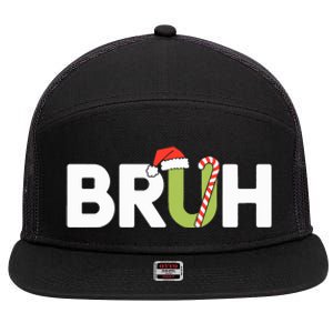 Bruh Christmas Teens Funny Christmas 7 Panel Mesh Trucker Snapback Hat