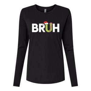 Bruh Christmas Teens Funny Christmas Womens Cotton Relaxed Long Sleeve T-Shirt