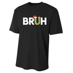 Bruh Christmas Teens Funny Christmas Performance Sprint T-Shirt