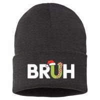 Bruh Christmas Teens Funny Christmas Sustainable Knit Beanie