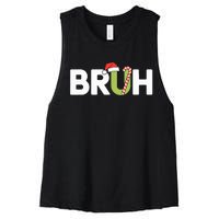 Bruh Christmas Teens Funny Christmas Women's Racerback Cropped Tank