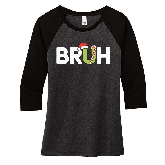 Bruh Christmas Teens Funny Christmas Women's Tri-Blend 3/4-Sleeve Raglan Shirt