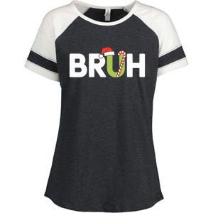 Bruh Christmas Teens Funny Christmas Enza Ladies Jersey Colorblock Tee