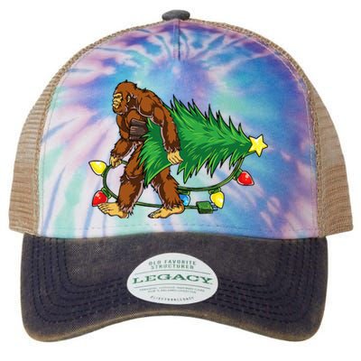 Bigfoot Christmas Tree Lights Xmas Sasquatch Lovers Legacy Tie Dye Trucker Hat