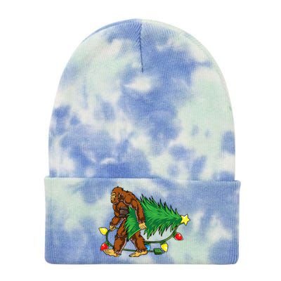 Bigfoot Christmas Tree Lights Xmas Sasquatch Lovers Tie Dye 12in Knit Beanie