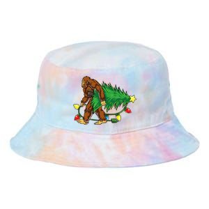 Bigfoot Christmas Tree Lights Xmas Sasquatch Lovers Tie Dye Newport Bucket Hat