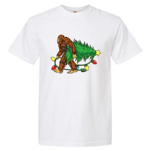 Bigfoot Christmas Tree Lights Xmas Sasquatch Lovers Garment-Dyed Heavyweight T-Shirt