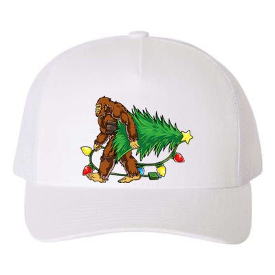 Bigfoot Christmas Tree Lights Xmas Sasquatch Lovers Yupoong Adult 5-Panel Trucker Hat