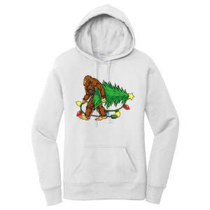 Bigfoot Christmas Tree Lights Xmas Sasquatch Lovers Women's Pullover Hoodie