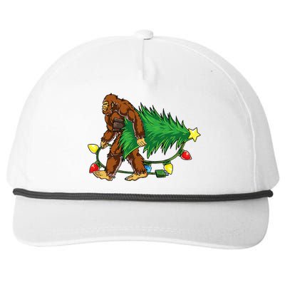 Bigfoot Christmas Tree Lights Xmas Sasquatch Lovers Snapback Five-Panel Rope Hat