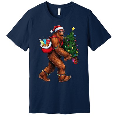 Bigfoot Christmas Tree Lights Xmas Sasquatch Lover Premium T-Shirt