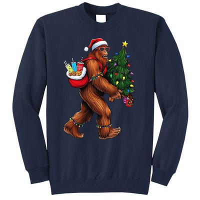 Bigfoot Christmas Tree Lights Xmas Sasquatch Lover Tall Sweatshirt