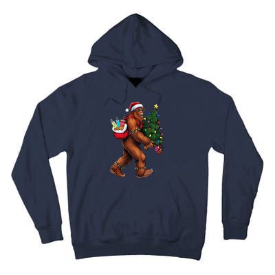 Bigfoot Christmas Tree Lights Xmas Sasquatch Lover Tall Hoodie