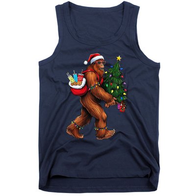 Bigfoot Christmas Tree Lights Xmas Sasquatch Lover Tank Top