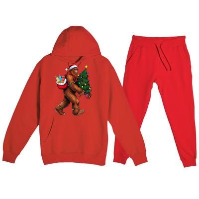 Bigfoot Christmas Tree Lights Xmas Sasquatch Lover Premium Hooded Sweatsuit Set