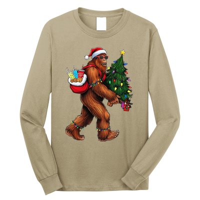 Bigfoot Christmas Tree Lights Xmas Sasquatch Lover Long Sleeve Shirt