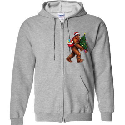 Bigfoot Christmas Tree Lights Xmas Sasquatch Lover Full Zip Hoodie