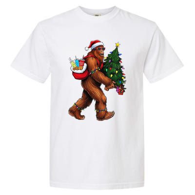 Bigfoot Christmas Tree Lights Xmas Sasquatch Lover Garment-Dyed Heavyweight T-Shirt