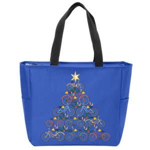 Bicycle Christmas Tree Funny Biker Bicyclist Xmas For Family Funny Gift Zip Tote Bag