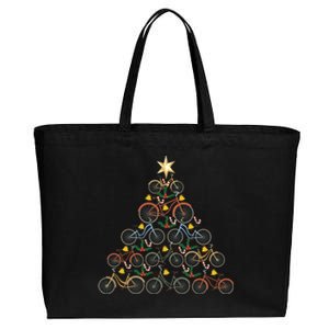 Bicycle Christmas Tree Funny Biker Bicyclist Xmas For Family Funny Gift Cotton Canvas Jumbo Tote