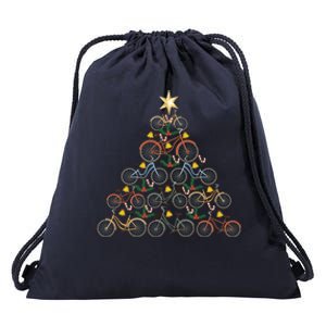 Bicycle Christmas Tree Funny Biker Bicyclist Xmas For Family Funny Gift Drawstring Bag