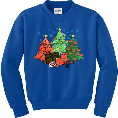 Basketball Christmas Trees Funny Merry Swishmas Basketball Gift Kids Sweatshirt