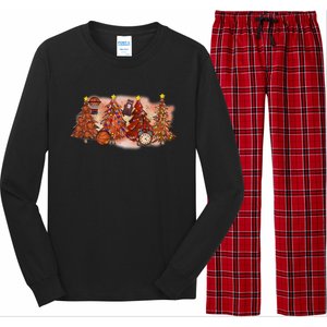 Basketball Christmas Trees Graphic Funny Basketball Player Meaningful Gift Long Sleeve Pajama Set