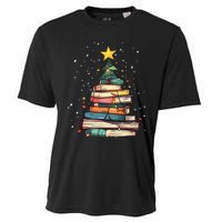 Book Christmas Tree Book Lover Teacher Librarian Cooling Performance Crew T-Shirt