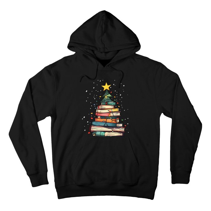 Book Christmas Tree Book Lover Teacher Librarian Hoodie