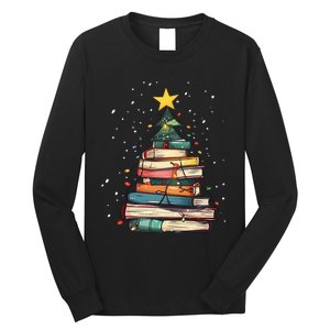 Book Christmas Tree Book Lover Teacher Librarian Long Sleeve Shirt