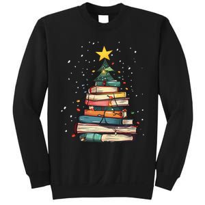 Book Christmas Tree Book Lover Teacher Librarian Sweatshirt