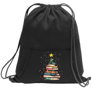 Book Christmas Tree Book Lover Teacher Librarian Sweatshirt Cinch Pack Bag