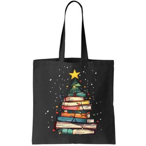 Book Christmas Tree Book Lover Teacher Librarian Tote Bag