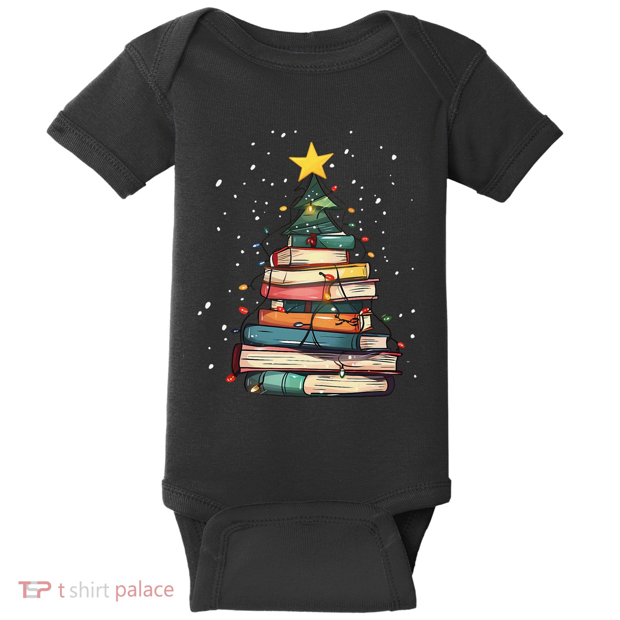 Book Christmas Tree Book Lover Teacher Librarian Baby Bodysuit
