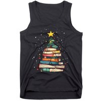 Book Christmas Tree Book Lover Teacher Librarian Tank Top