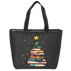 Book Christmas Tree Book Lover Teacher Librarian Zip Tote Bag