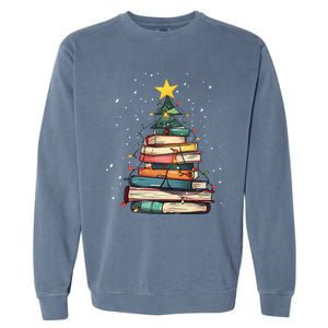 Book Christmas Tree Book Lover Teacher Librarian Garment-Dyed Sweatshirt